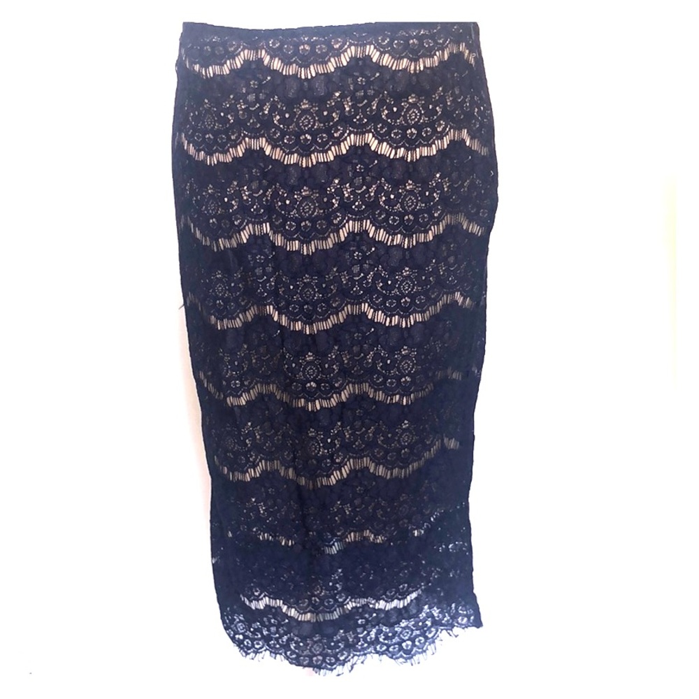 Blue Lace with Nude lining Skirt